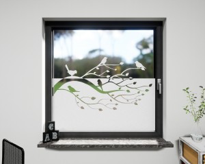 Glasdekor & Fensterdekor im Design Baum und Vögel