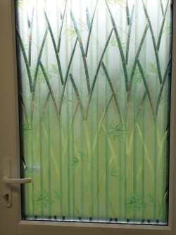Adhäsionsfolie, transparent matt mit (geprägt) Bambus grünem